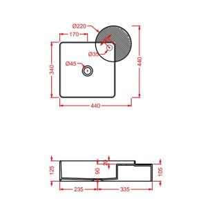 Раковина ArtCeram Cartesio CAL003 33 00 розовая 44 см